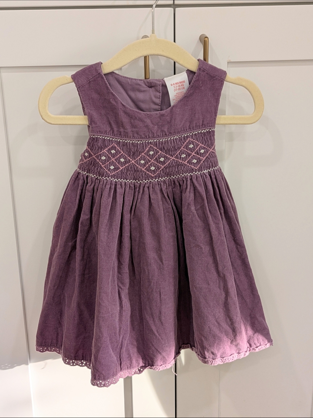Girls Purple Smocked Corduroy Dress - Brand Unspecified